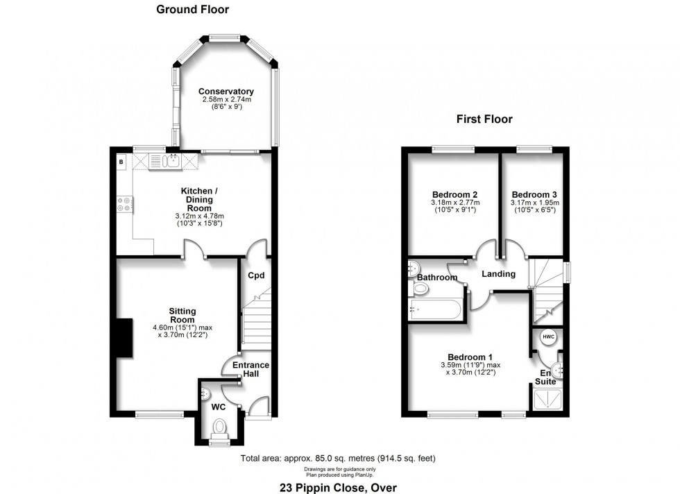 Floorplan for Pippin Close, Over, CB24