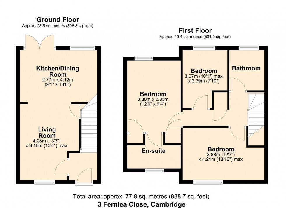 Floorplan for Fernlea Close, Cambridge, CB1