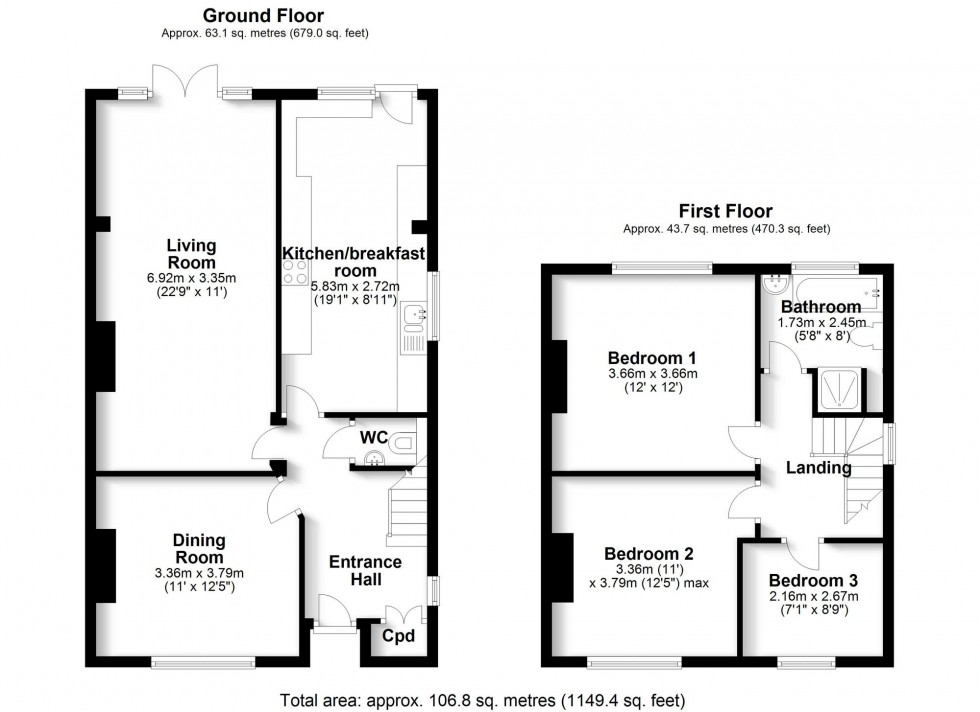 Floorplan for Lambs Lane, Cottenham, CB24