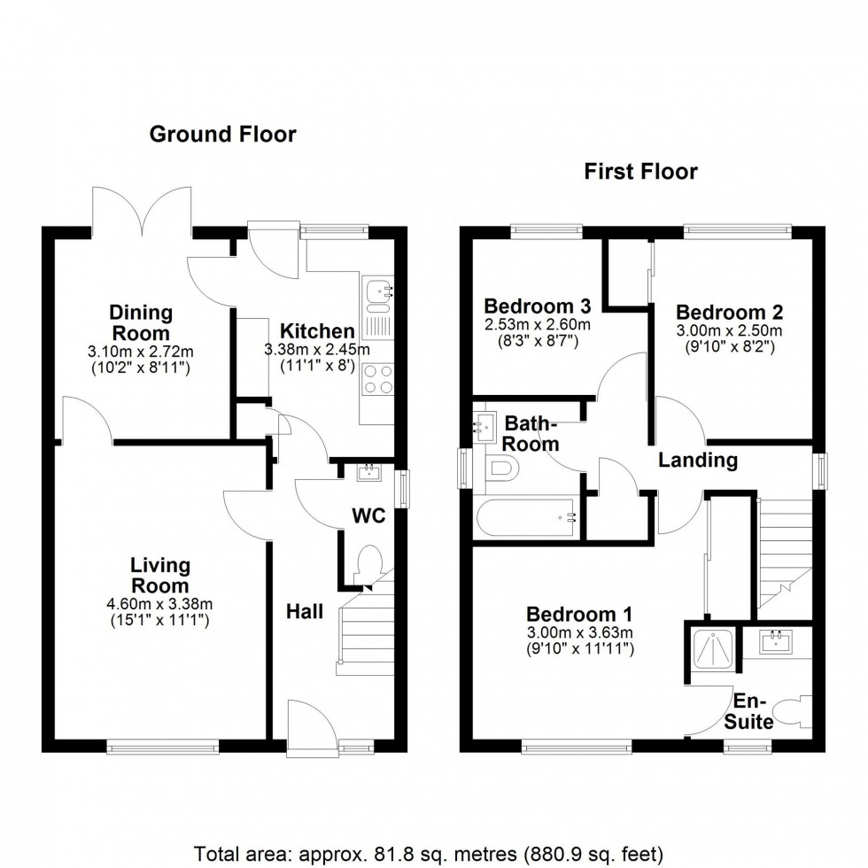 Floorplan for Moat Way, Swavesey, CB24