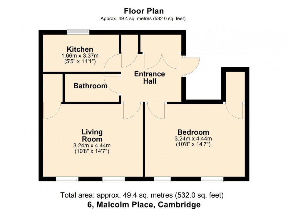 Floorplan for Malcolm Place, Cambridge, CB1